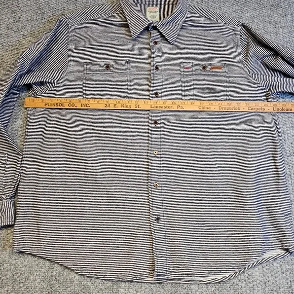 Dickies Mens Long Sleeve Button Up Shirt Blue White Stripe Workwear Size 3XL - Picture 6 of 8